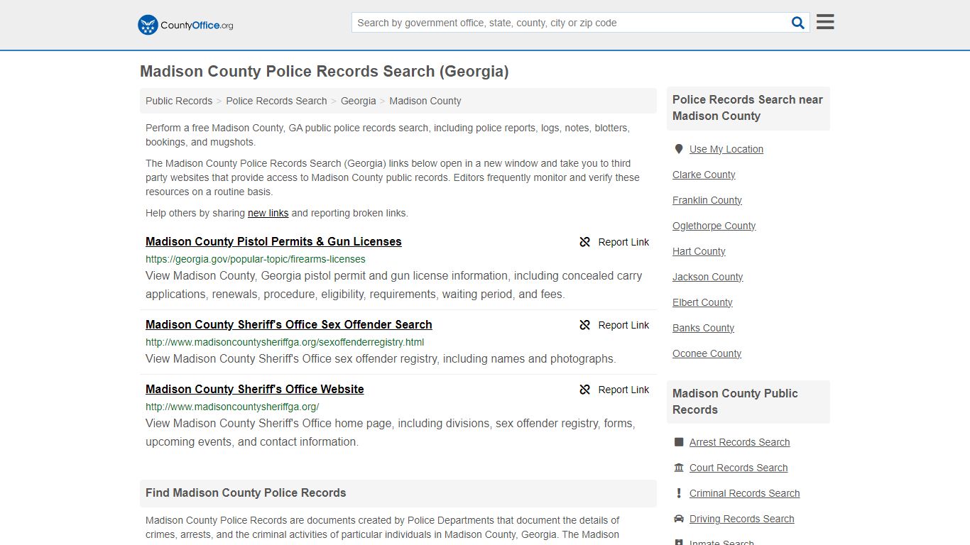 Police Records Search - Madison County, GA (Accidents & Arrest Records)